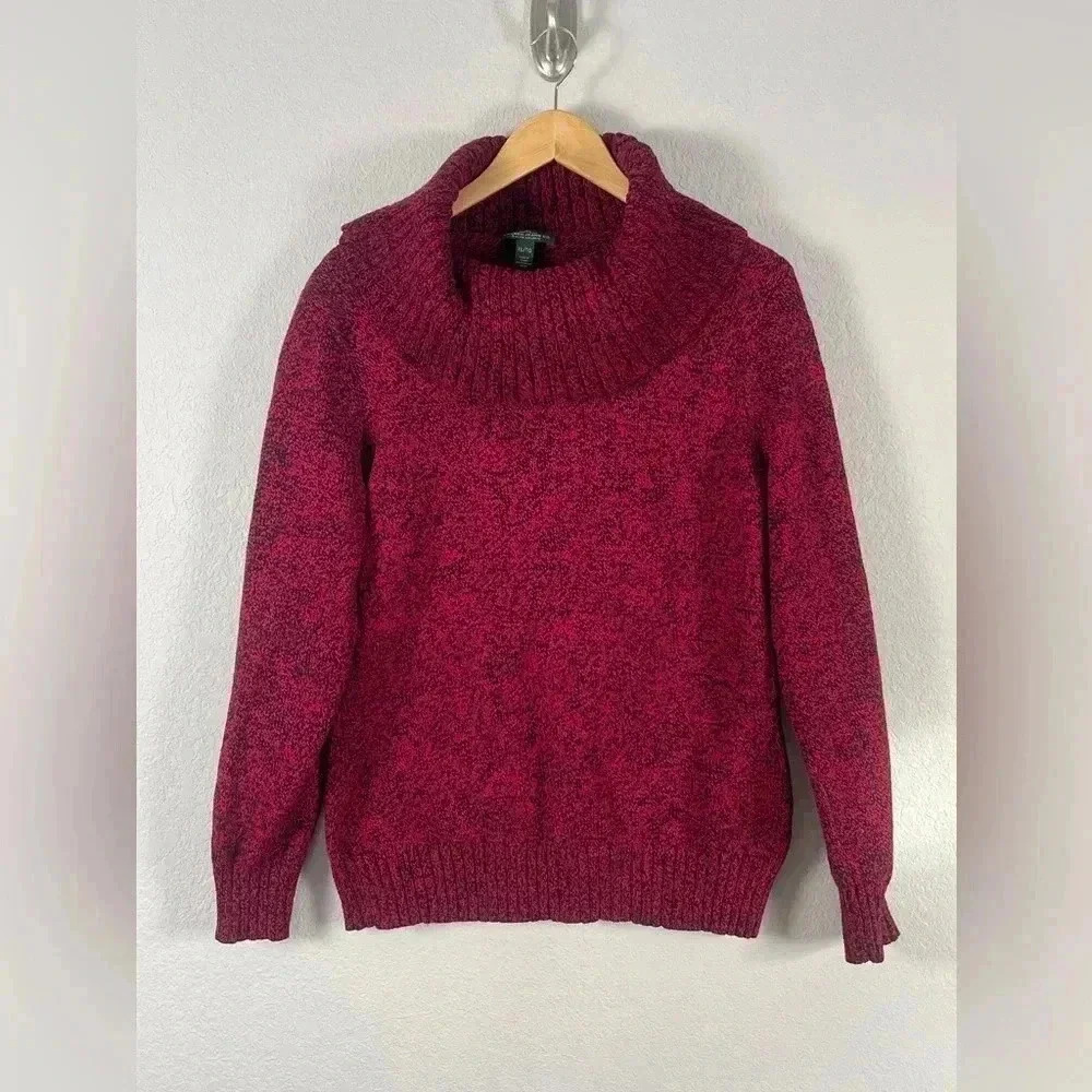 LRL Lauren Ralph Lauren Cowl Neck Sweater Heathered Red Black Women's XL